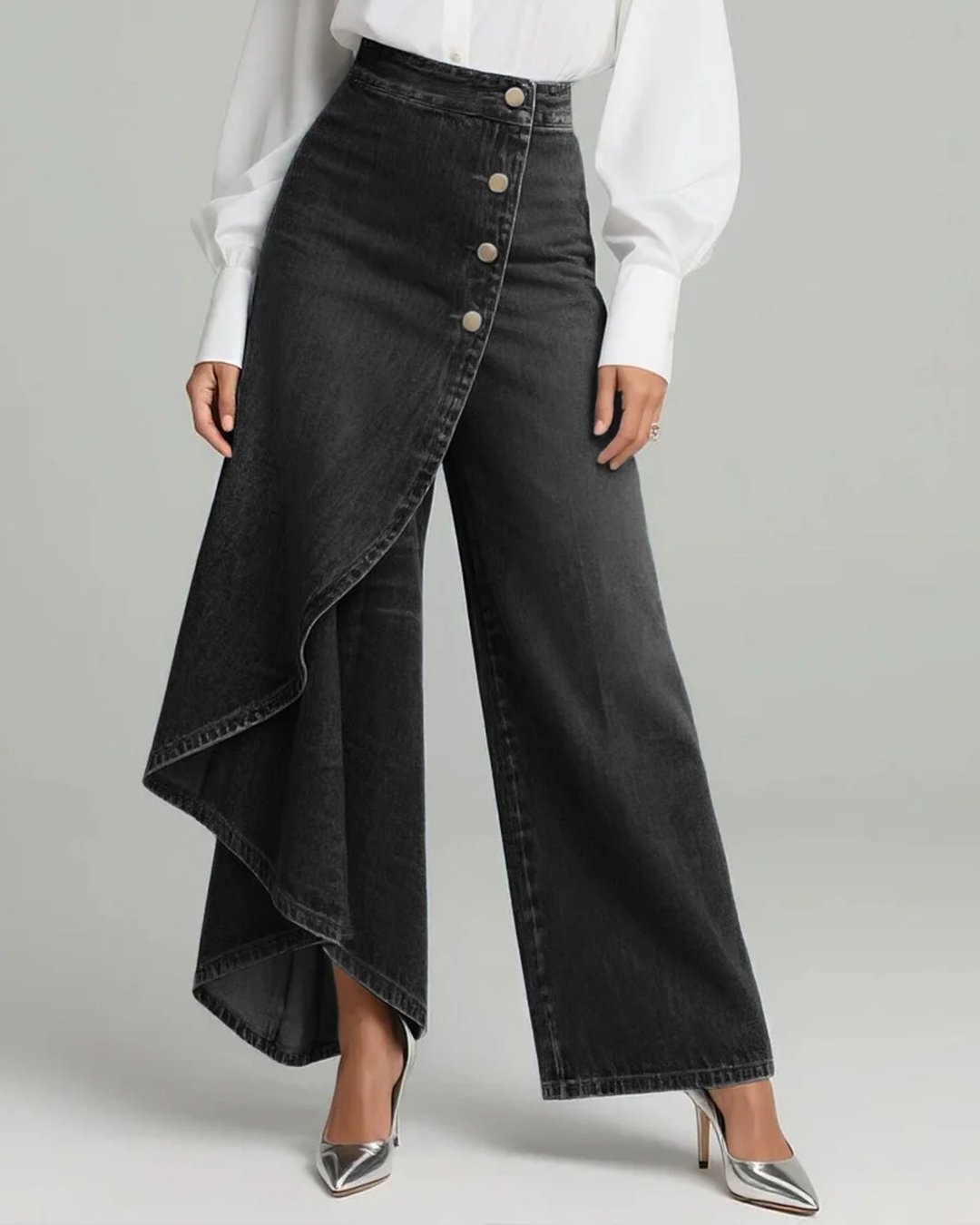 Calvra | Denim Wrap Trousers