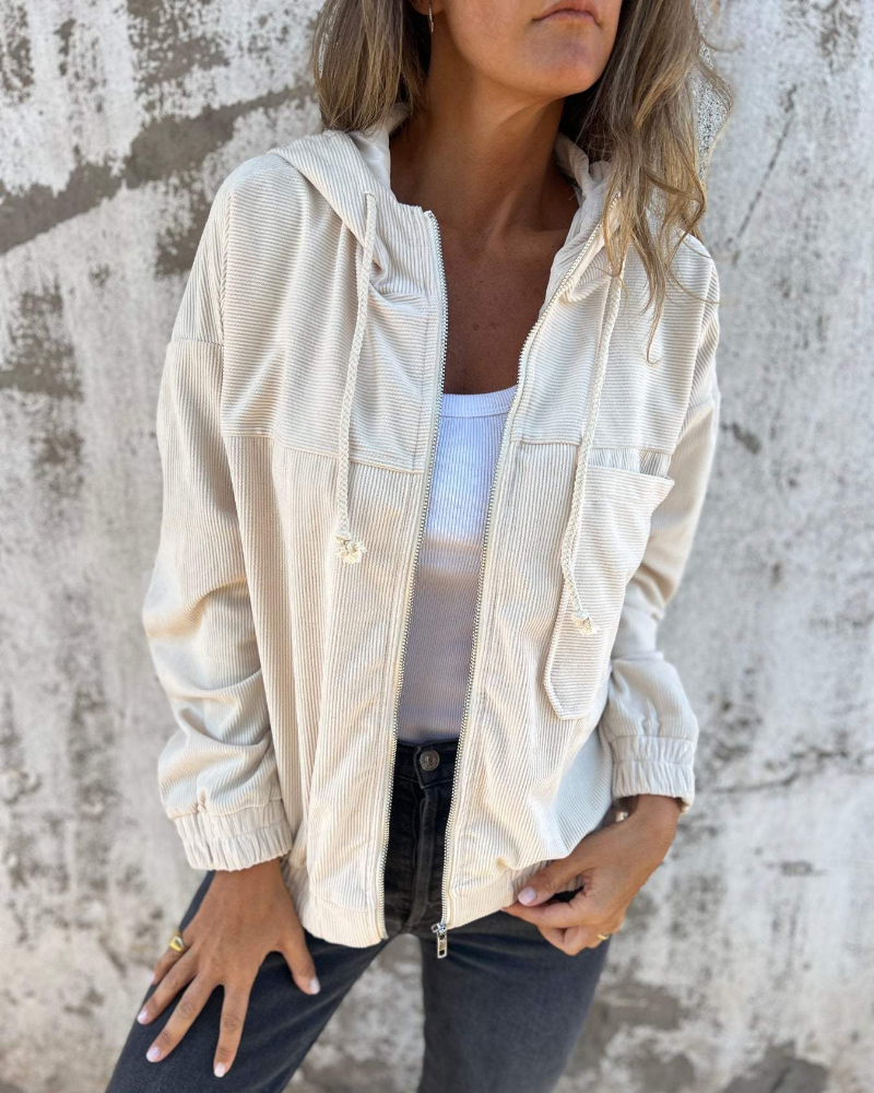 Danna | Corduroy Jacket with Hood and Zipper