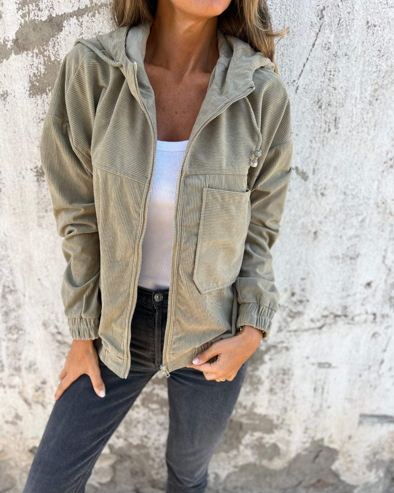Danna | Corduroy Jacket with Hood and Zipper