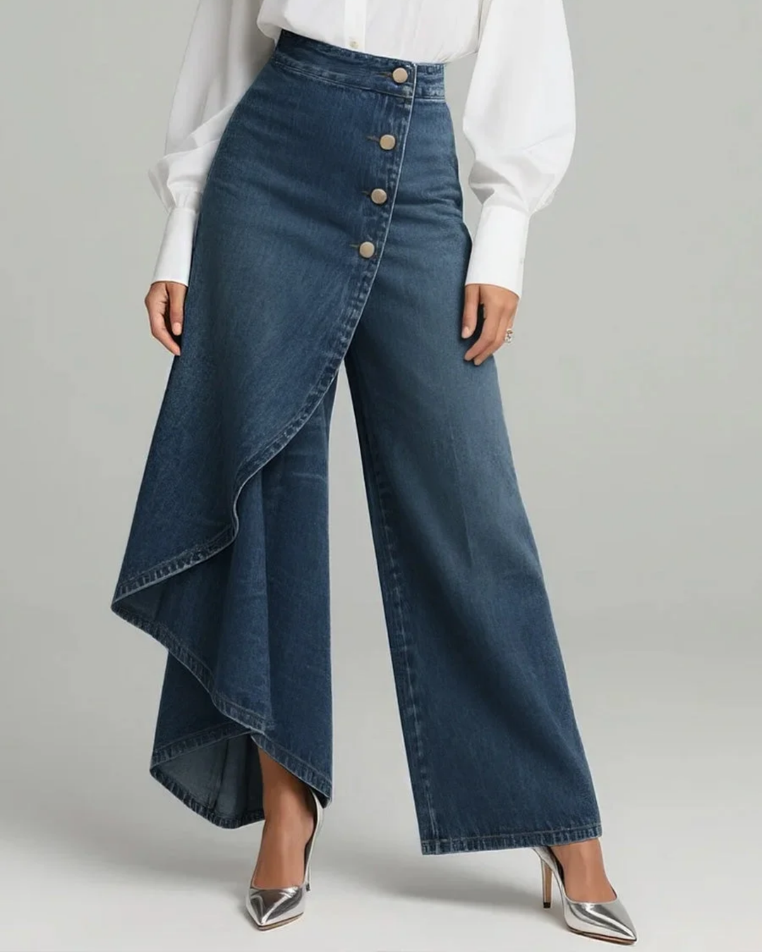 Calvra | Denim Wrap Trousers