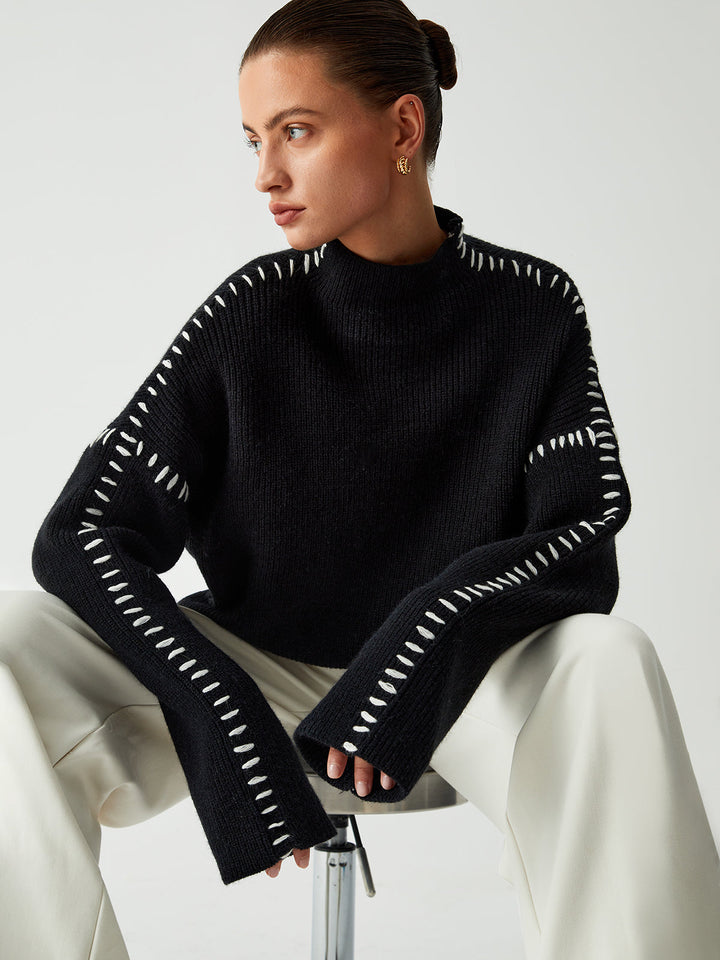 Alma | Oversized Turtleneck Sweater with Textured Details