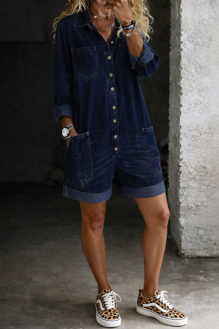 Nora | Casual Denim Jumpsuit Shorts