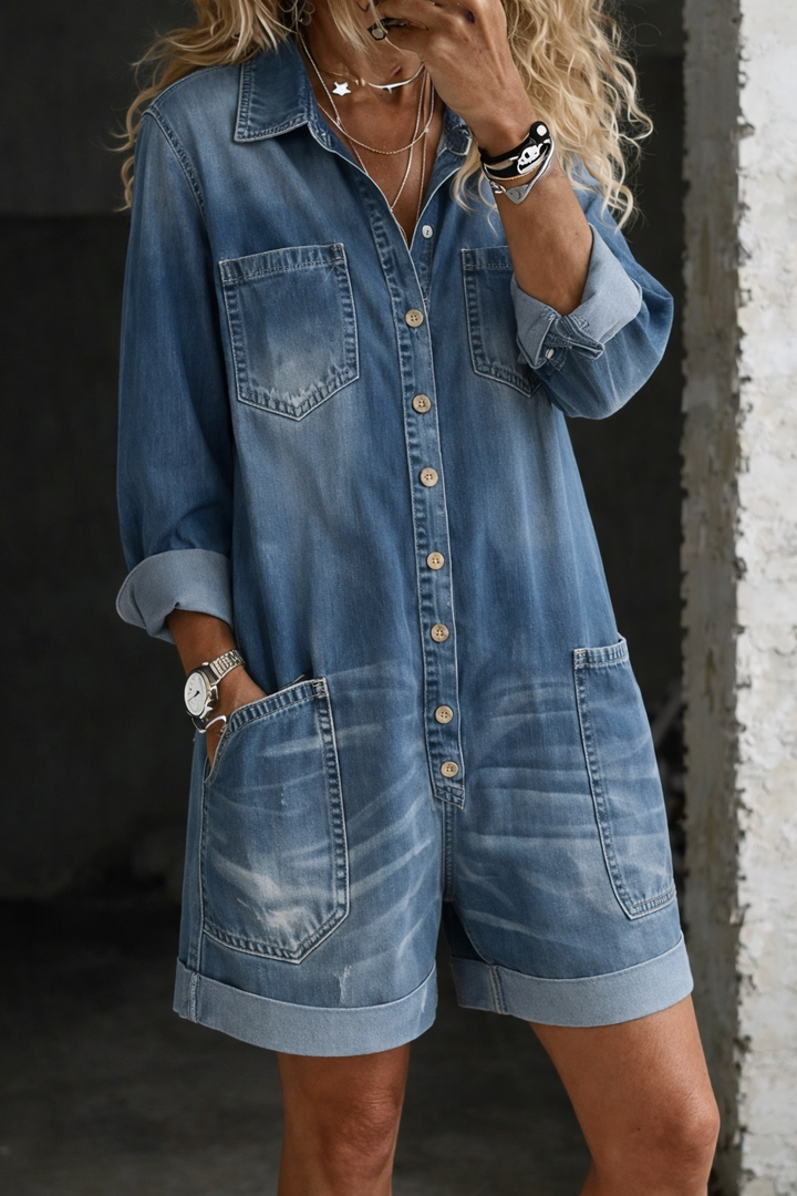 Nora | Casual Denim Jumpsuit Shorts