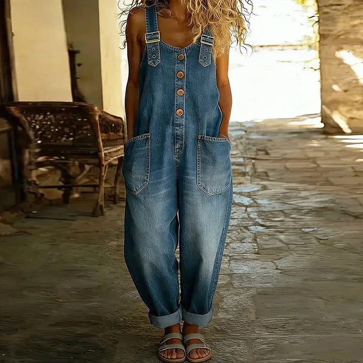 Saylor | Vintage Soft Denim-Look Overalls with Adjustable Straps