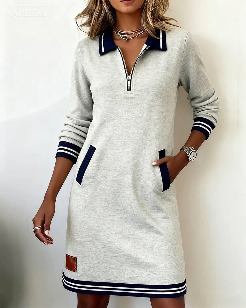Lenora – Zip Collar Sweatshirt Dress