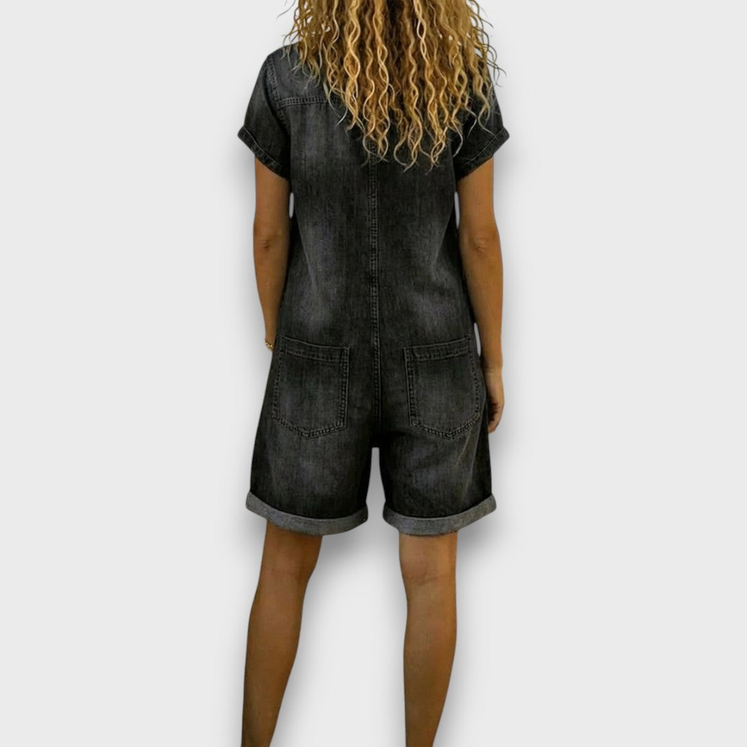 Saylor | Vintage short Cotton Denim-Look Overalls