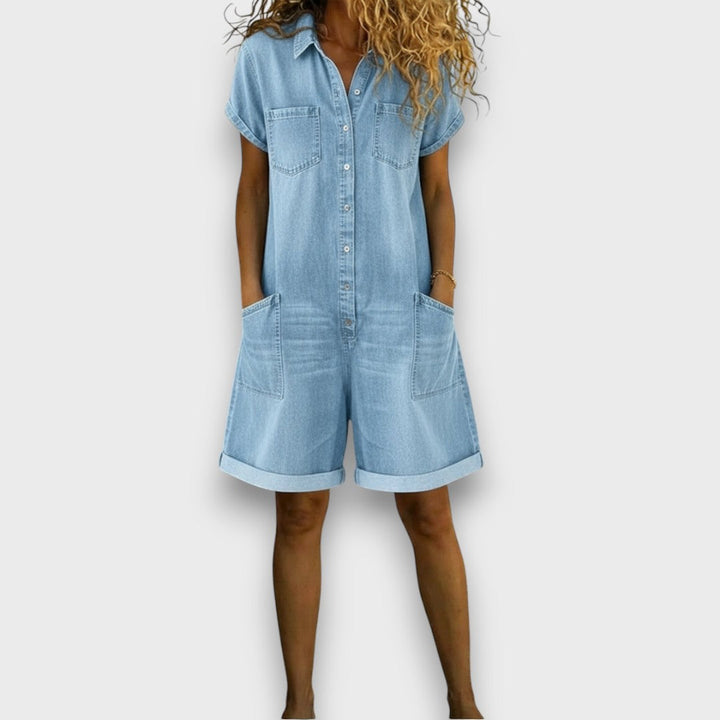 Saylor | Vintage short Cotton Denim-Look Overalls